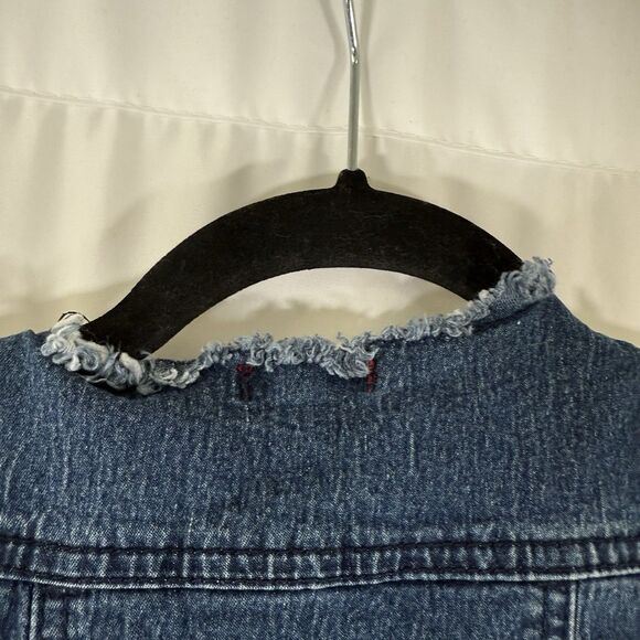 7 for all Mankind Denim Vest Unisex Toddler 3T Dark Wash Denim Raw Hem Snap - Picture 8 of 8